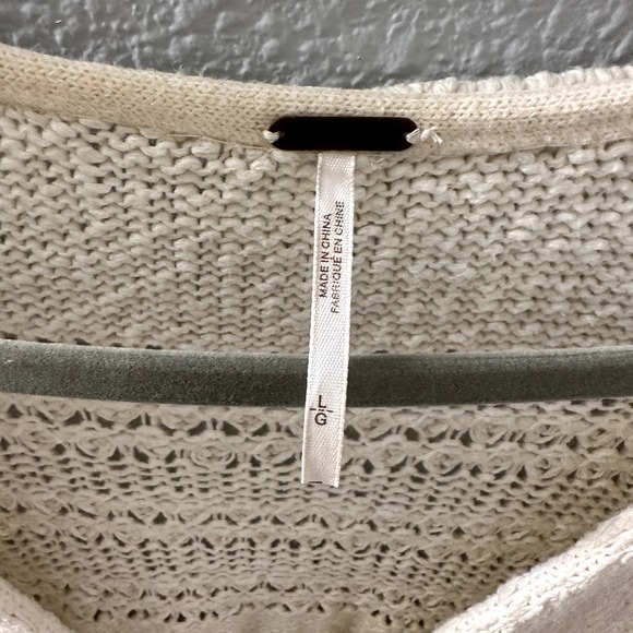 Free People Women's Hot Tropics Pullover Sweater Crochet Ivory Size Large - Picture 7 of 10